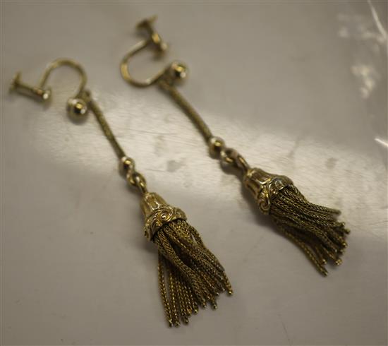 Victorian gold tassel drop earings